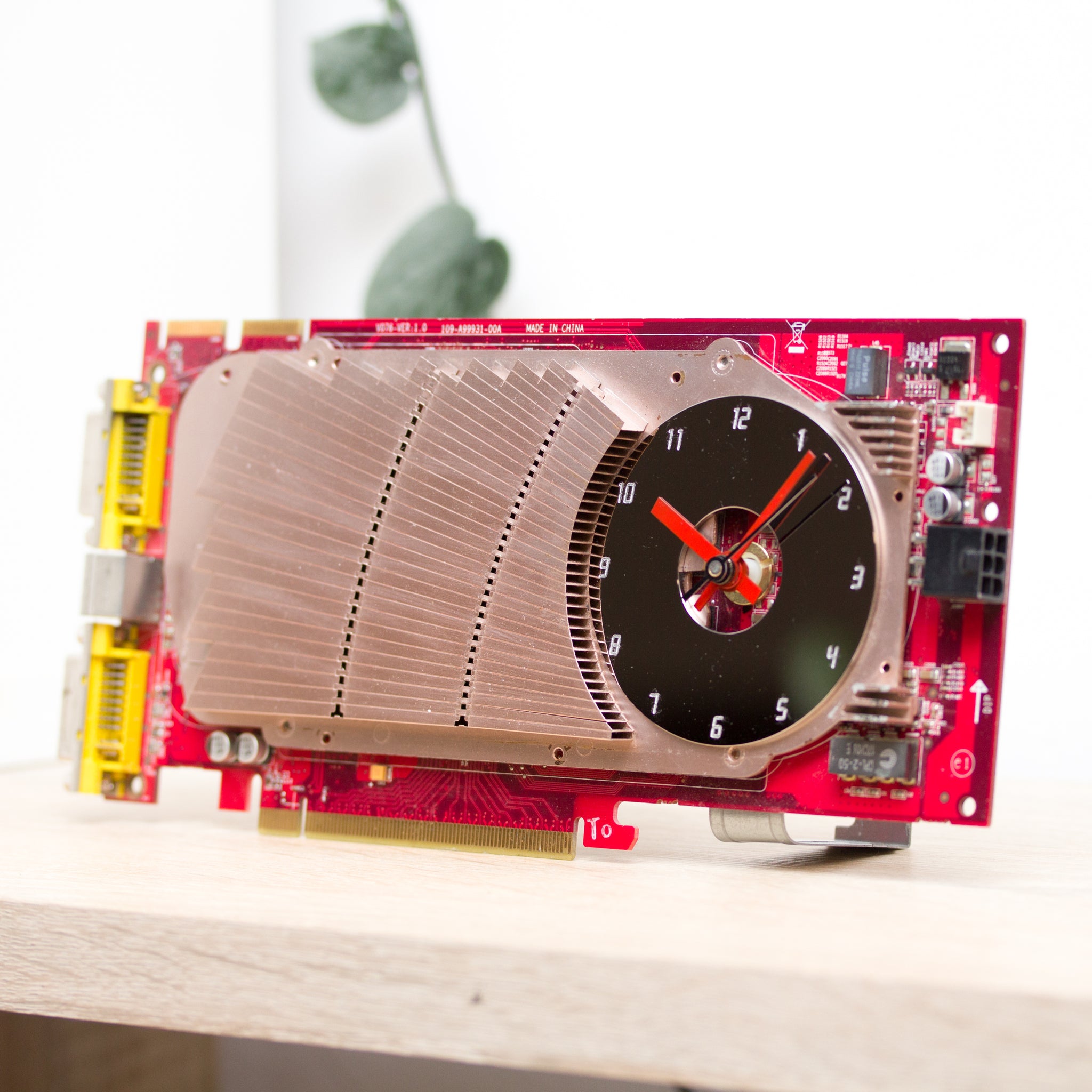 Desk clock for miner - Recycled red graphics card