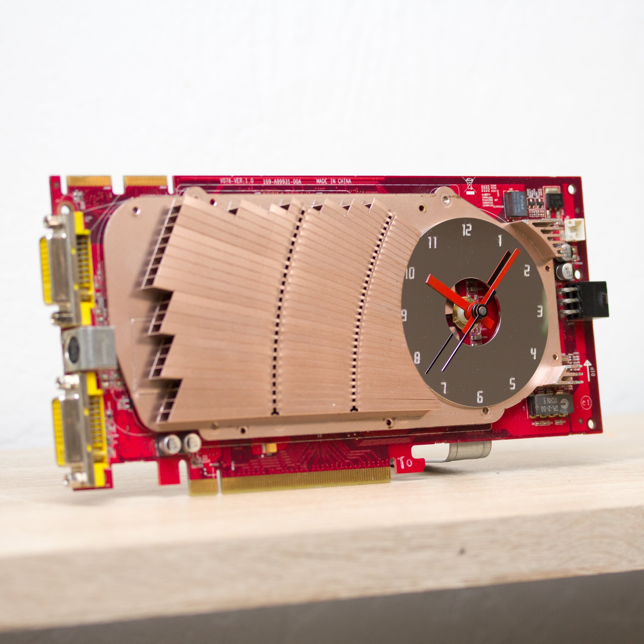 Desk clock for miner - Recycled red graphics card