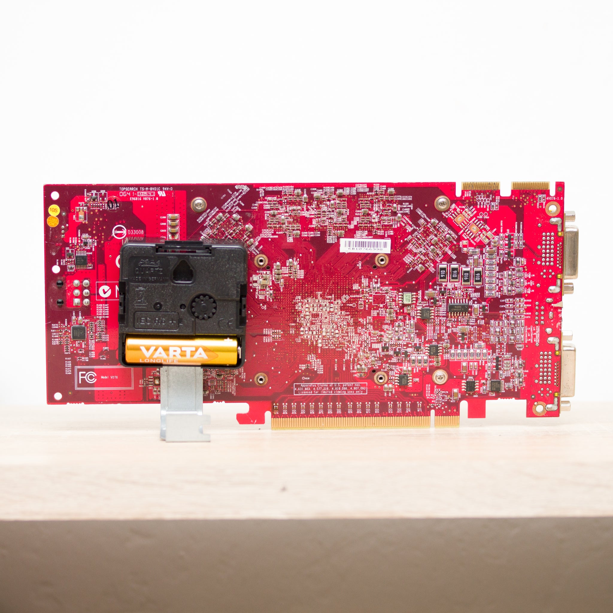 Desk clock for miner - Recycled red graphics card