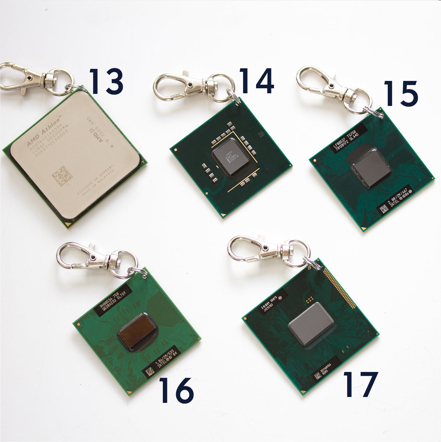 CPU keychain, recycled computer keychain, chipset