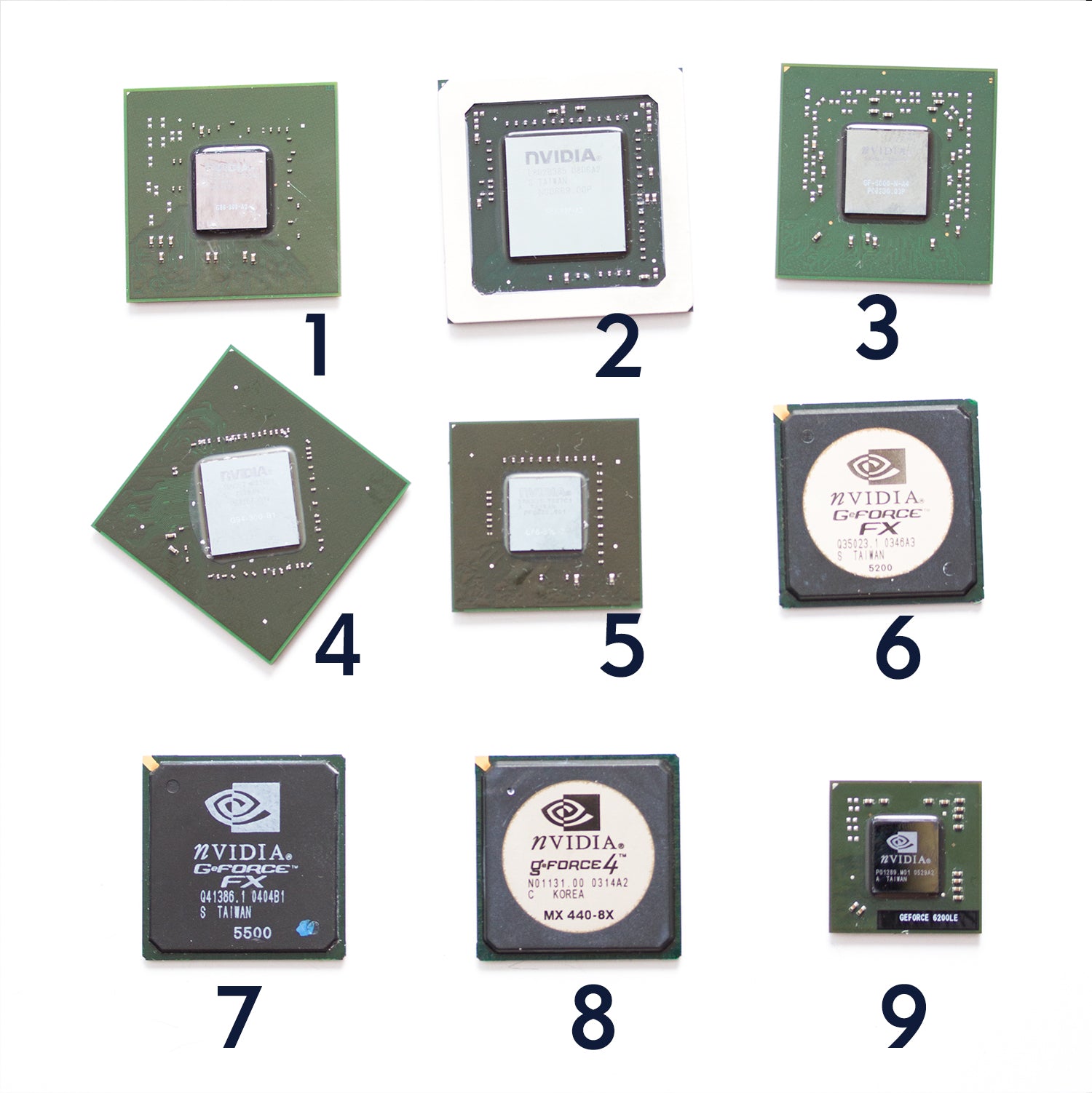 Fridge magnet made with old Chipset, nVidia, graphics processor, GPU