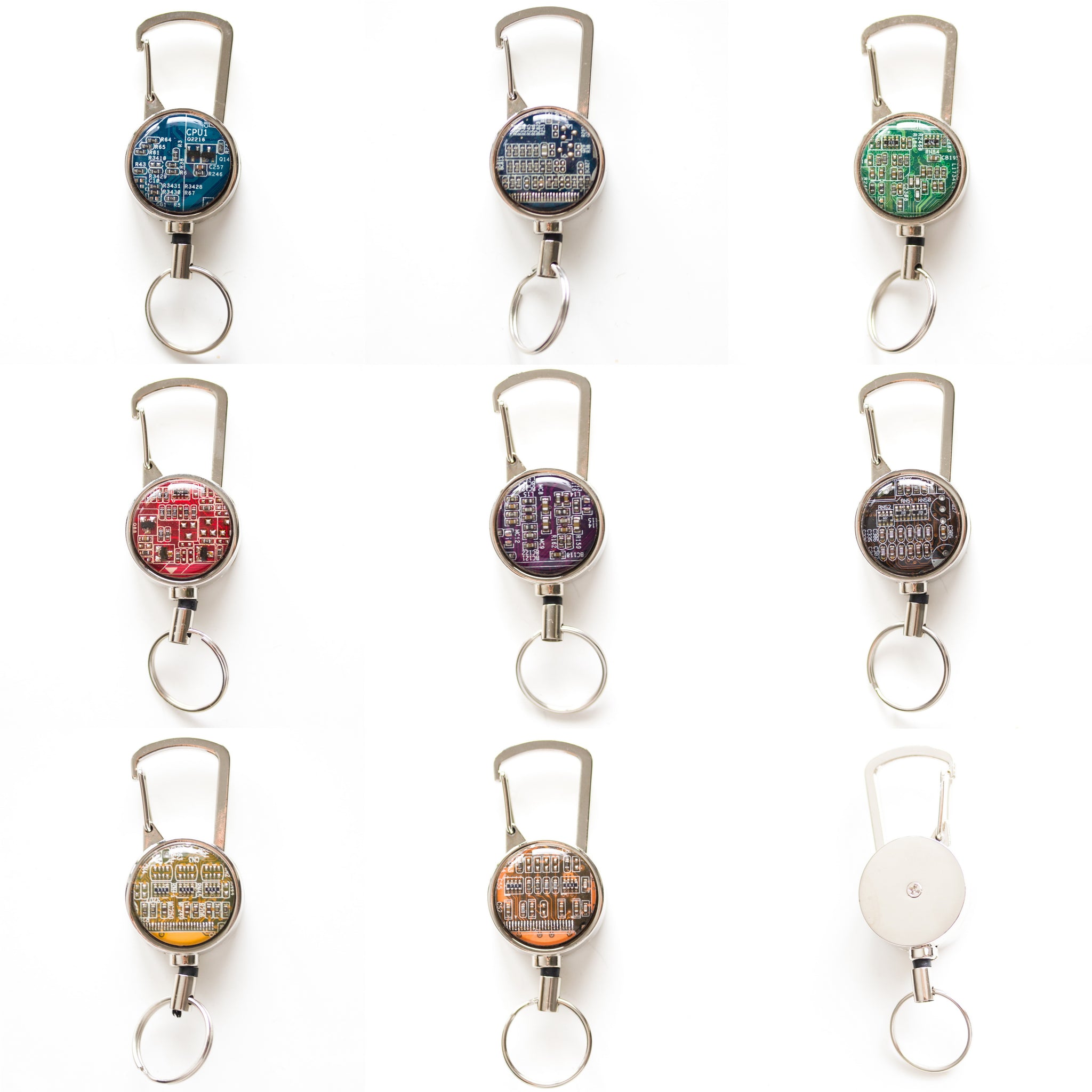 Retractable badge holder, recycled Circuit board, retractable lanyard, coworker Gift, office gift, Graduation Gift