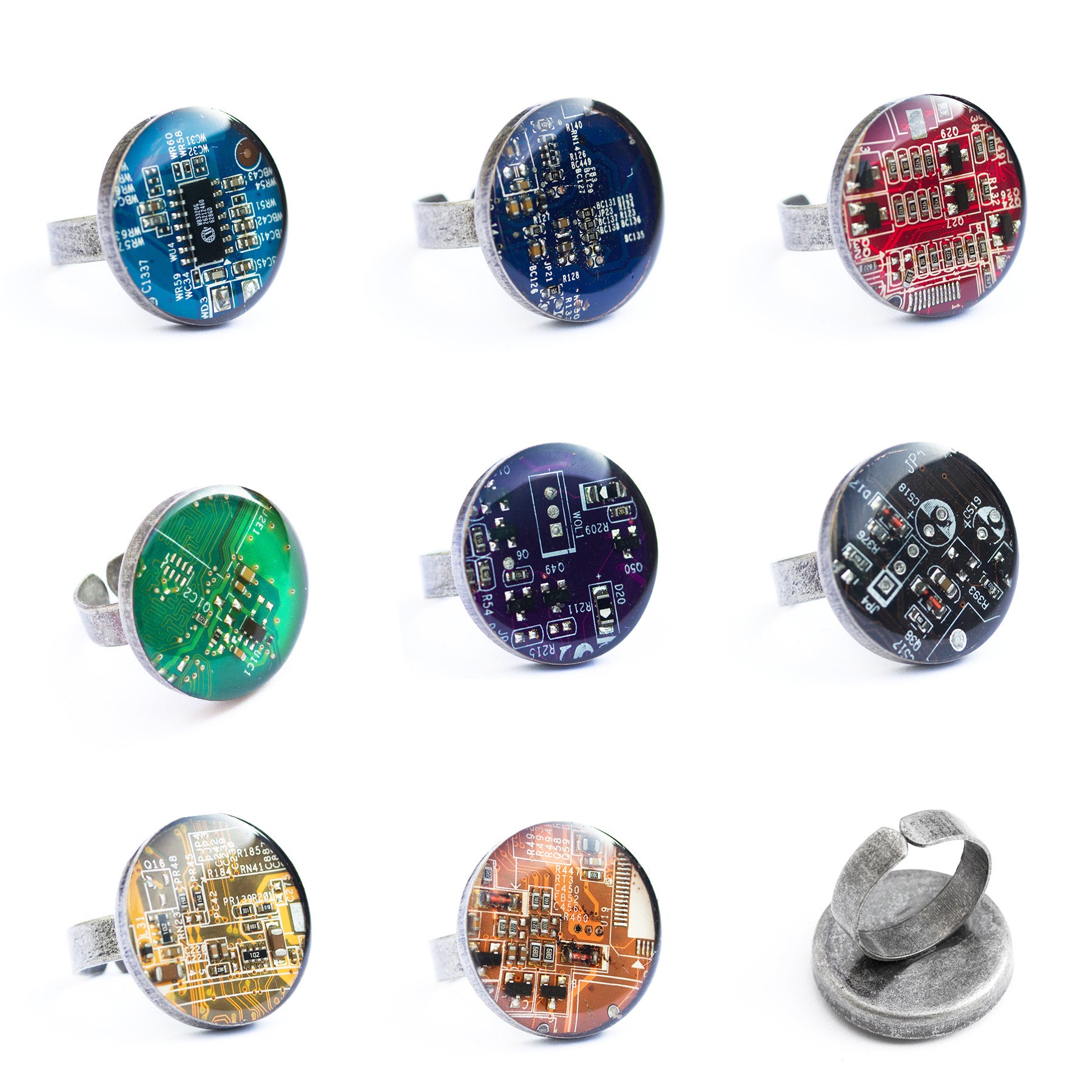 Big Round Circuit Board Ring - 22 mm