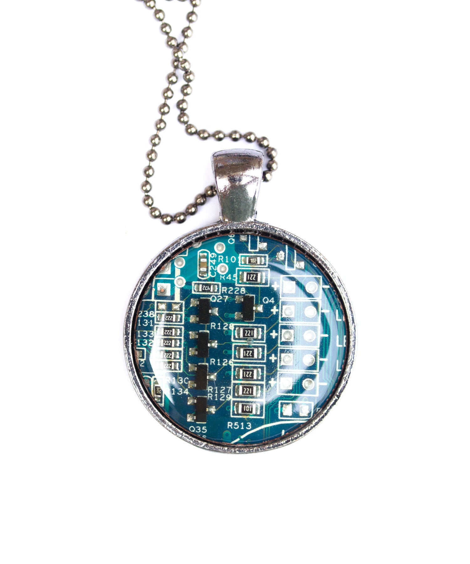 Circuit board necklace, round
