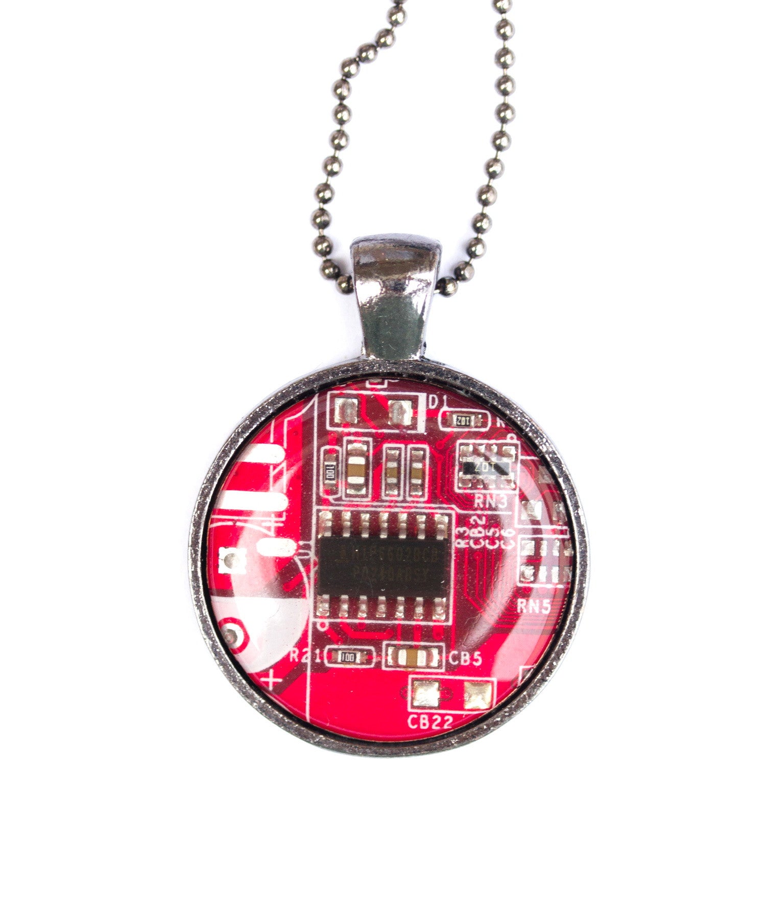 Circuit board necklace, round