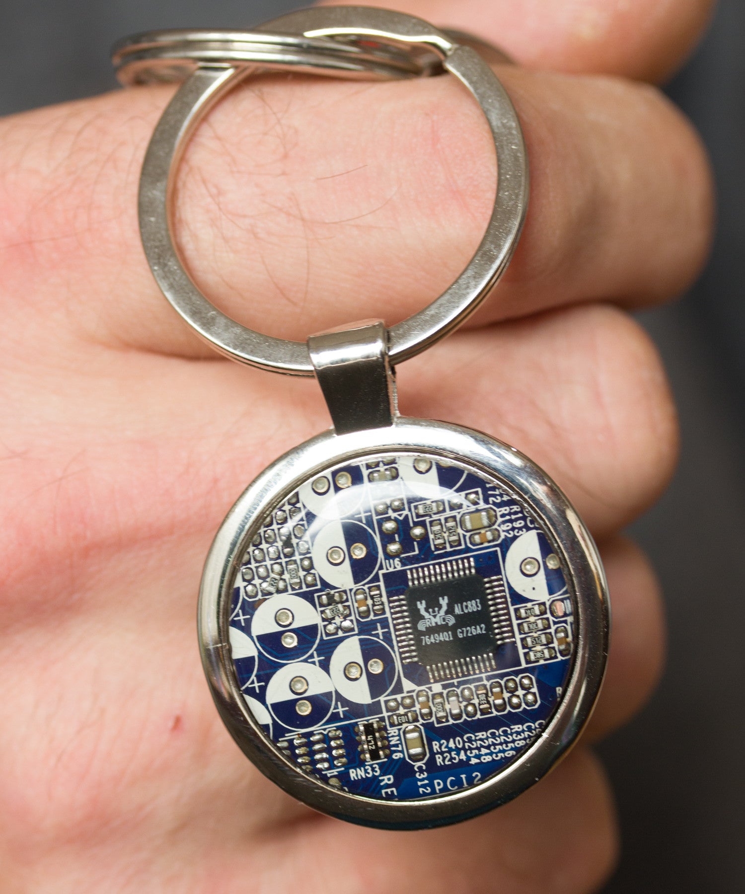 Large keychain with circuit board, unique gift for him