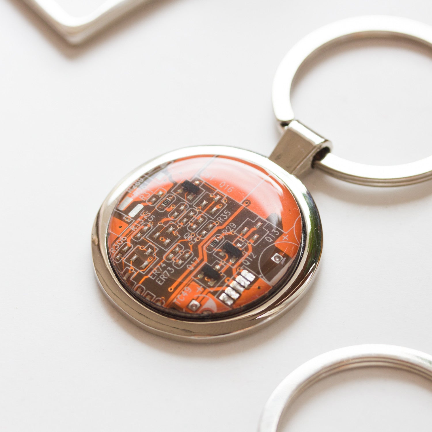 Large keychain with circuit board, unique gift for him