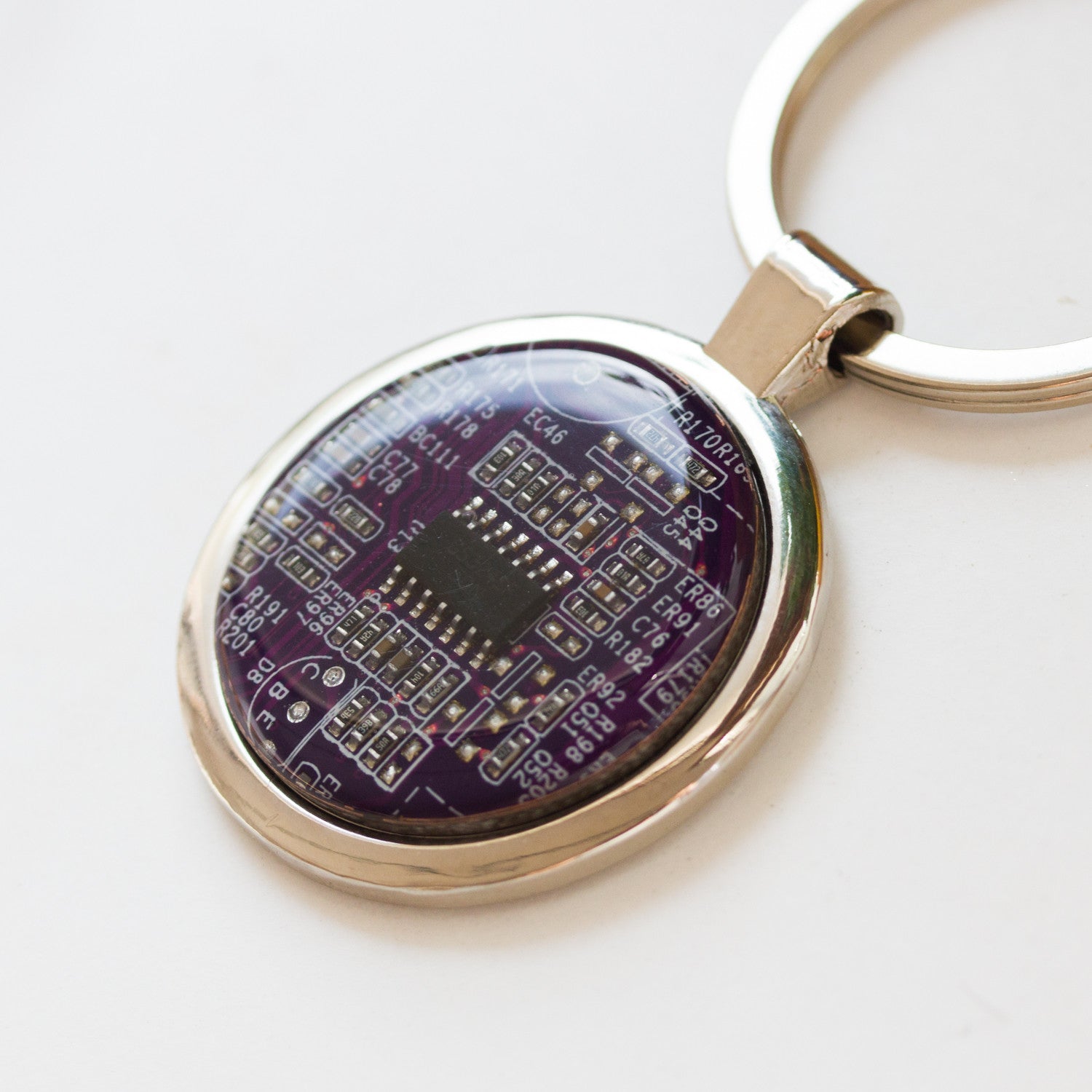 Large keychain with circuit board, unique gift for him