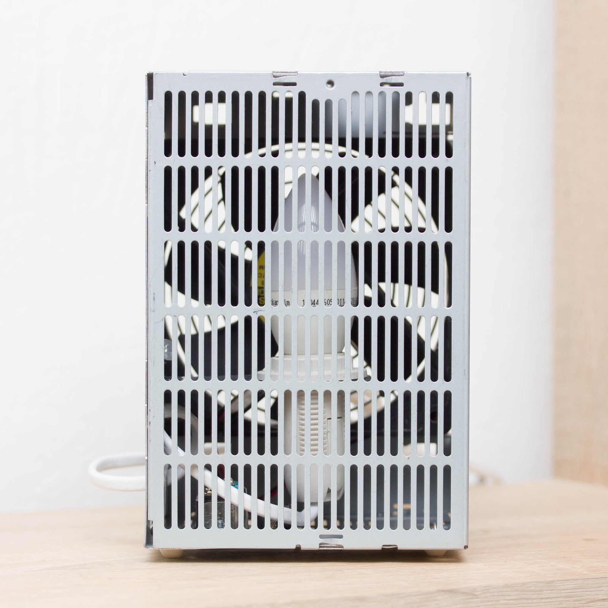 Table lamp made with recycled computer power supply unit