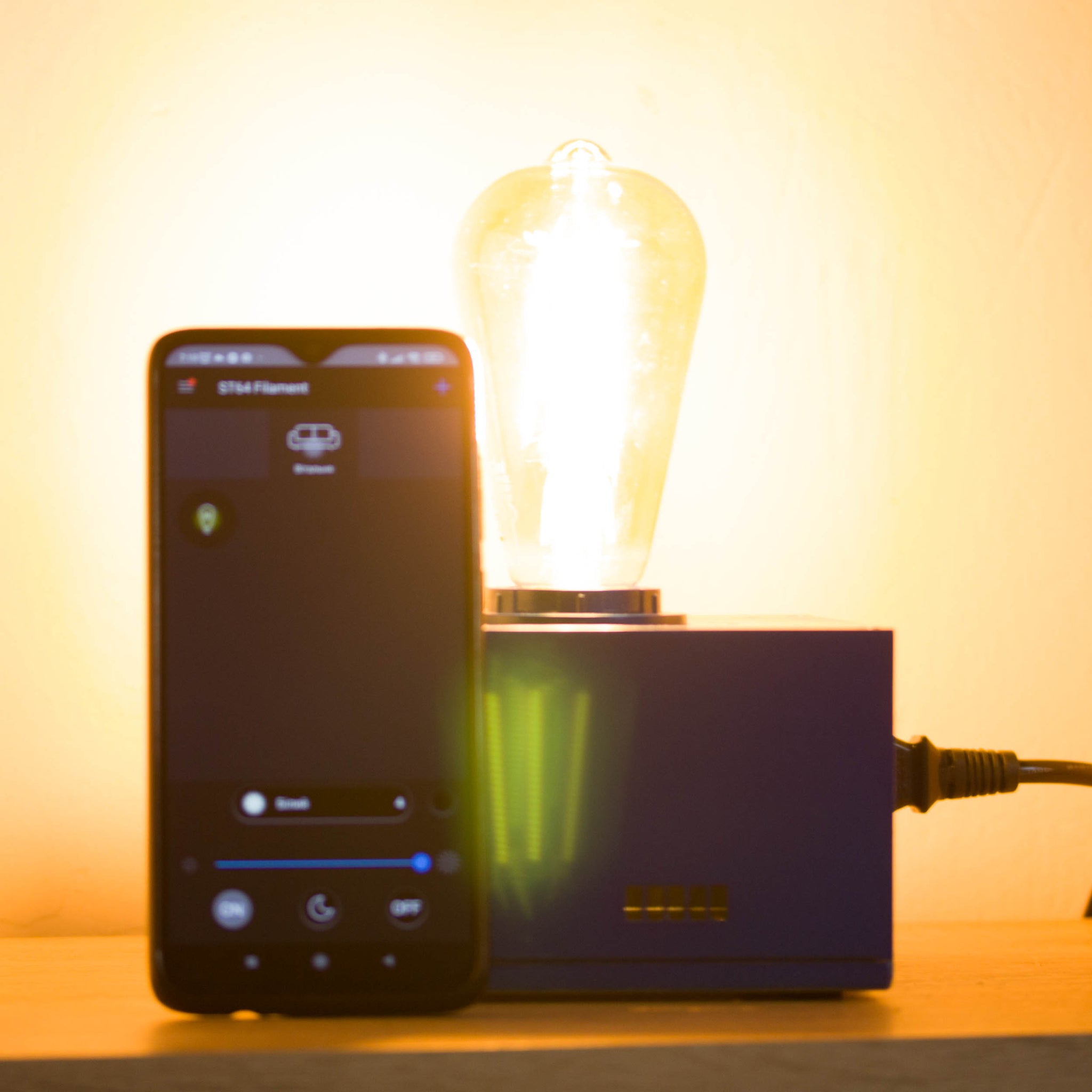 Table lamp made with recycled computer power supply unit