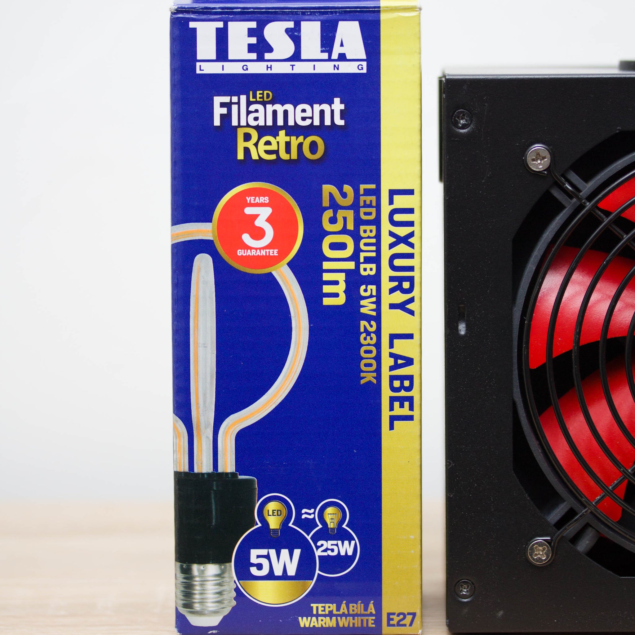 Table lamp made with recycled computer power supply unit