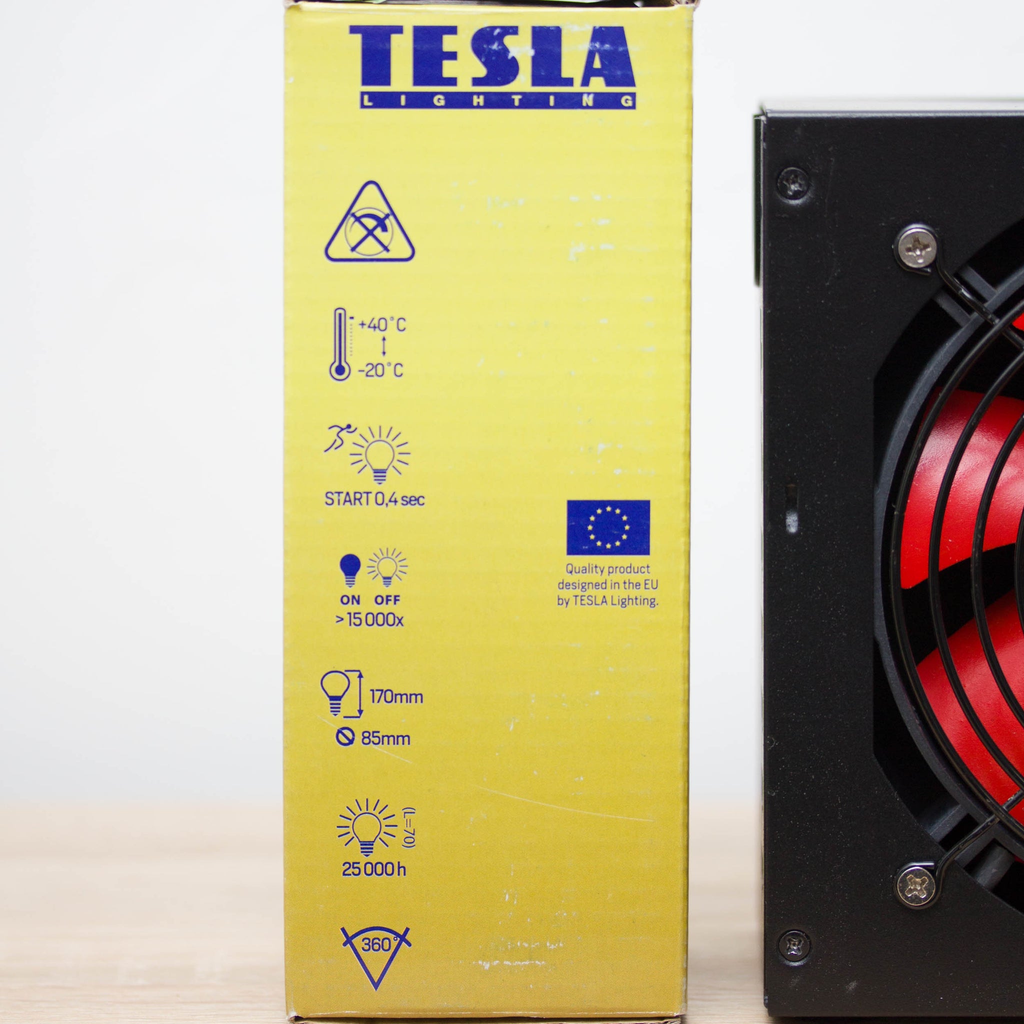 Table lamp made with recycled computer power supply unit