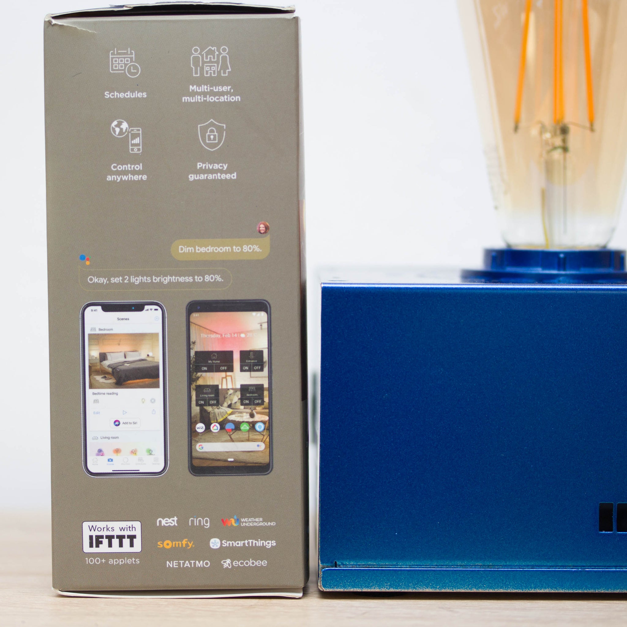 Table lamp made with recycled computer power supply unit