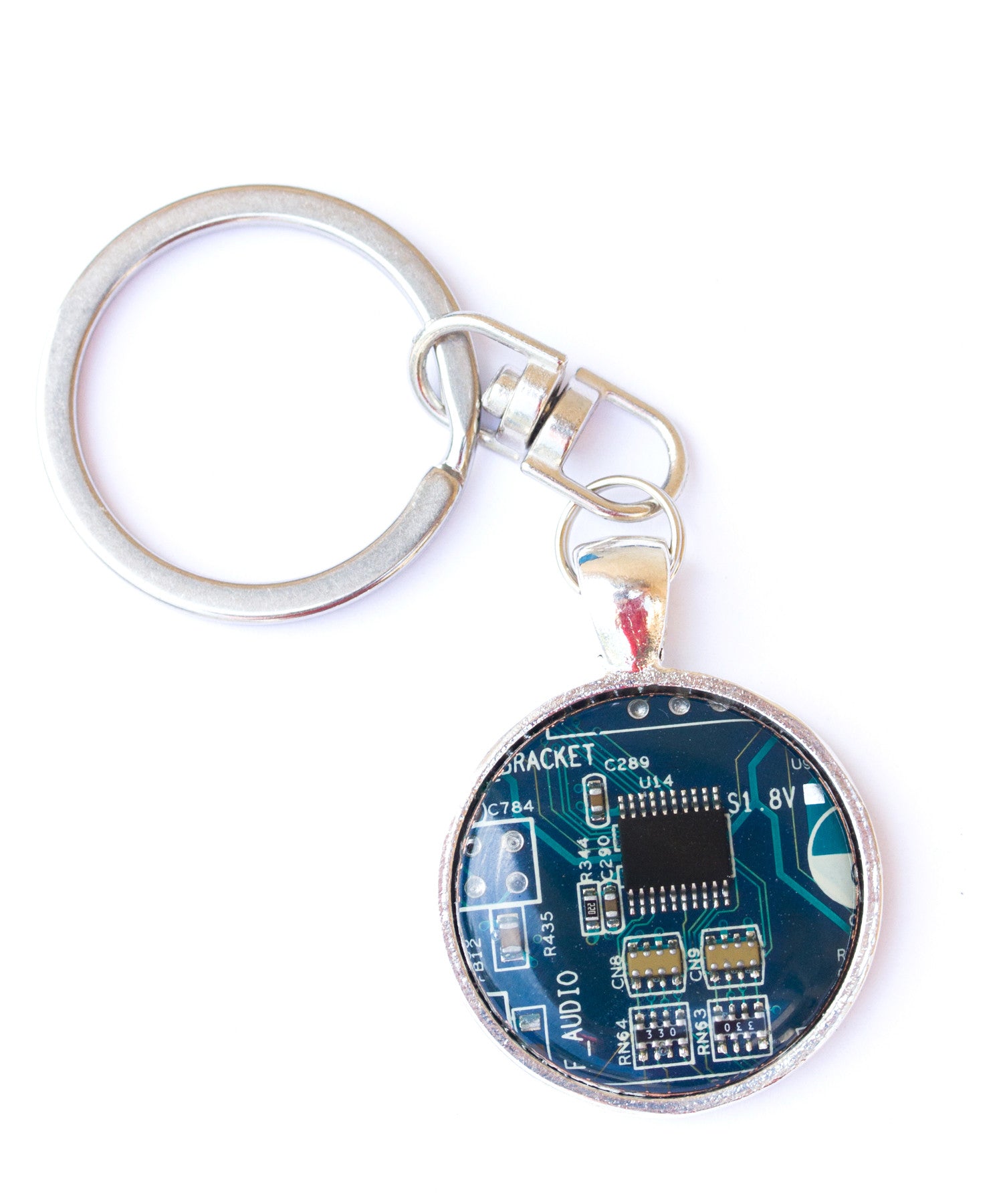 Blue Men's Geeky keychain, circuit board keychain