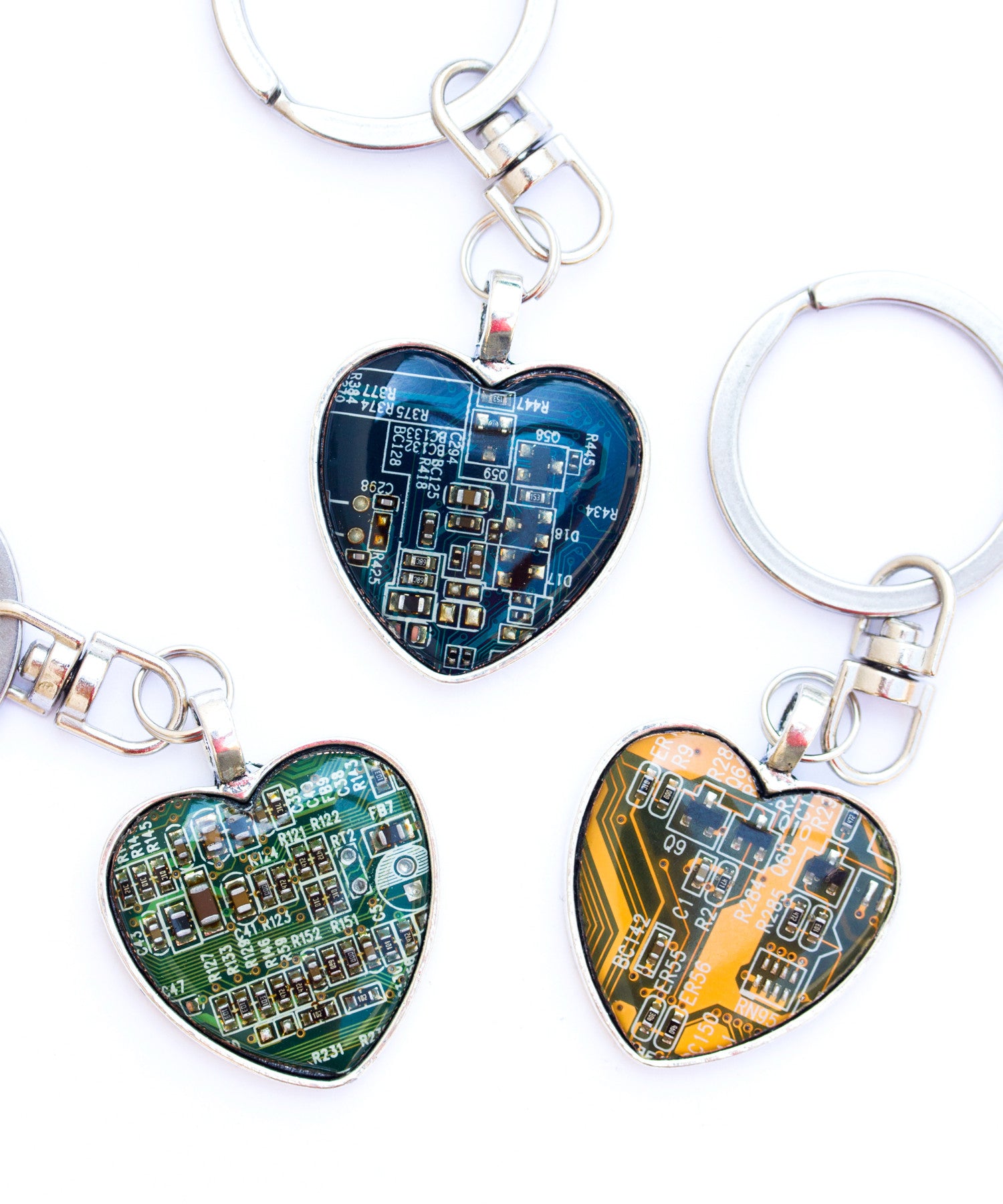 Circuit board keychain heart shaped