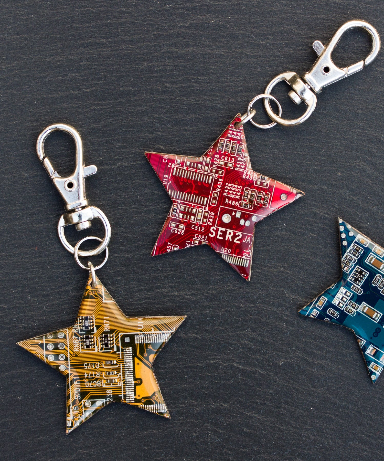 Circuit board star keychain