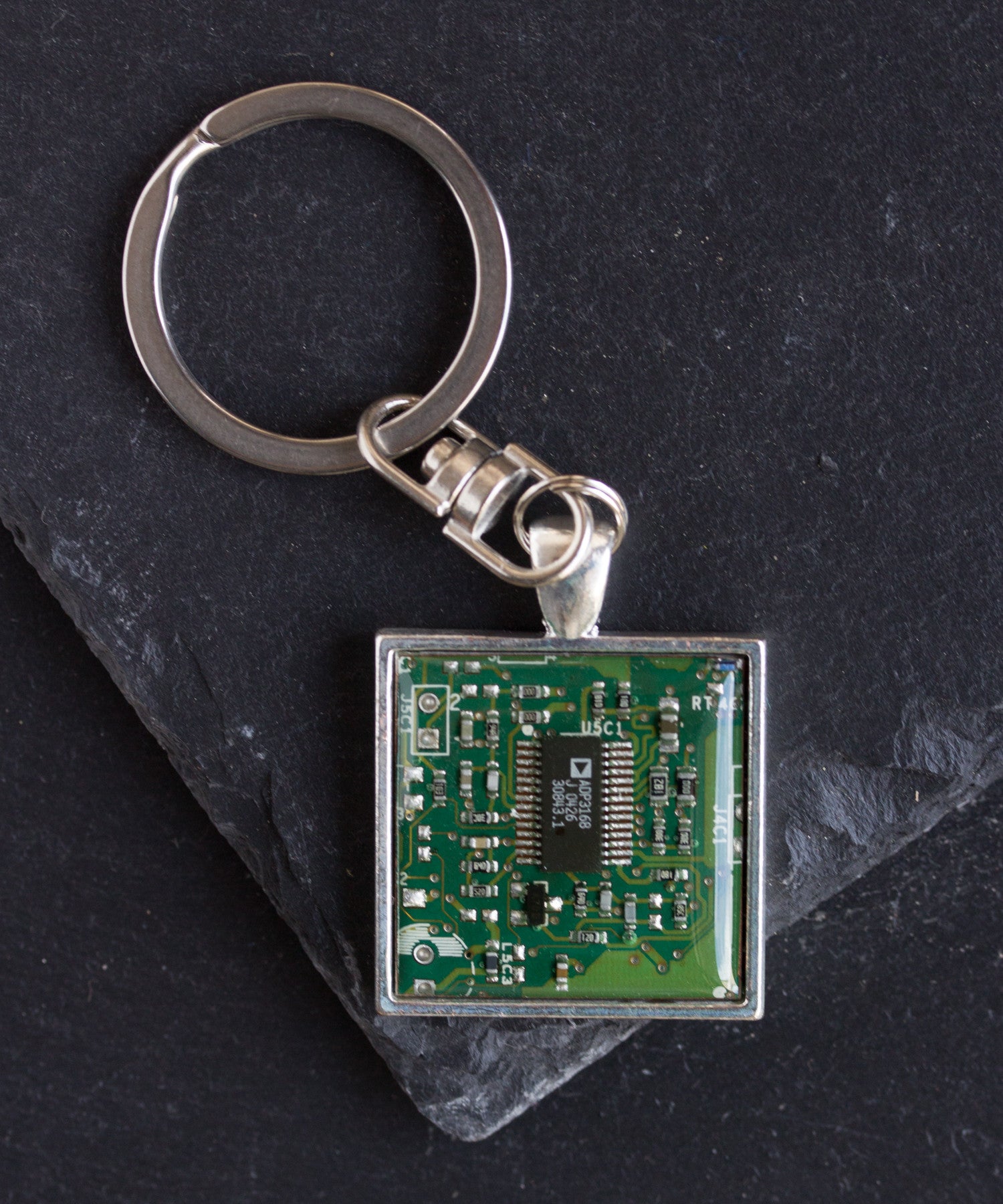 Circuit board keychain, square