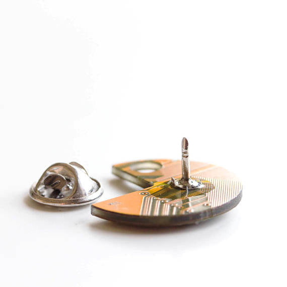 Pacman inspired Pin made with recycled Circuit board