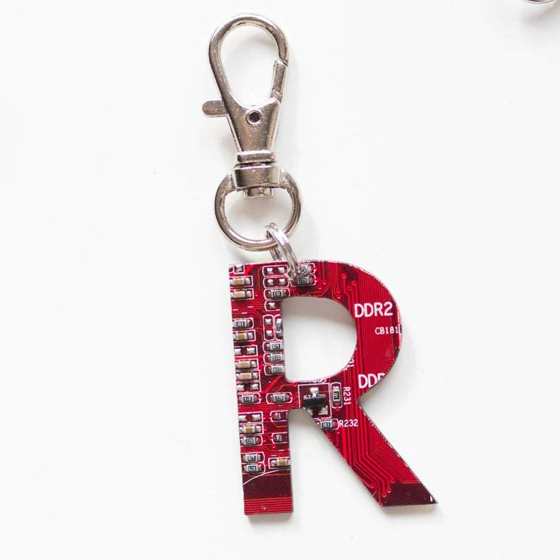 Custom initial keychain made of circuit board