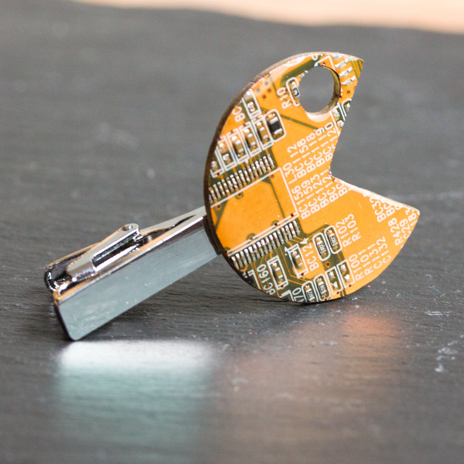 Pacman inspired Circuit board Tie bar - geek mens gift