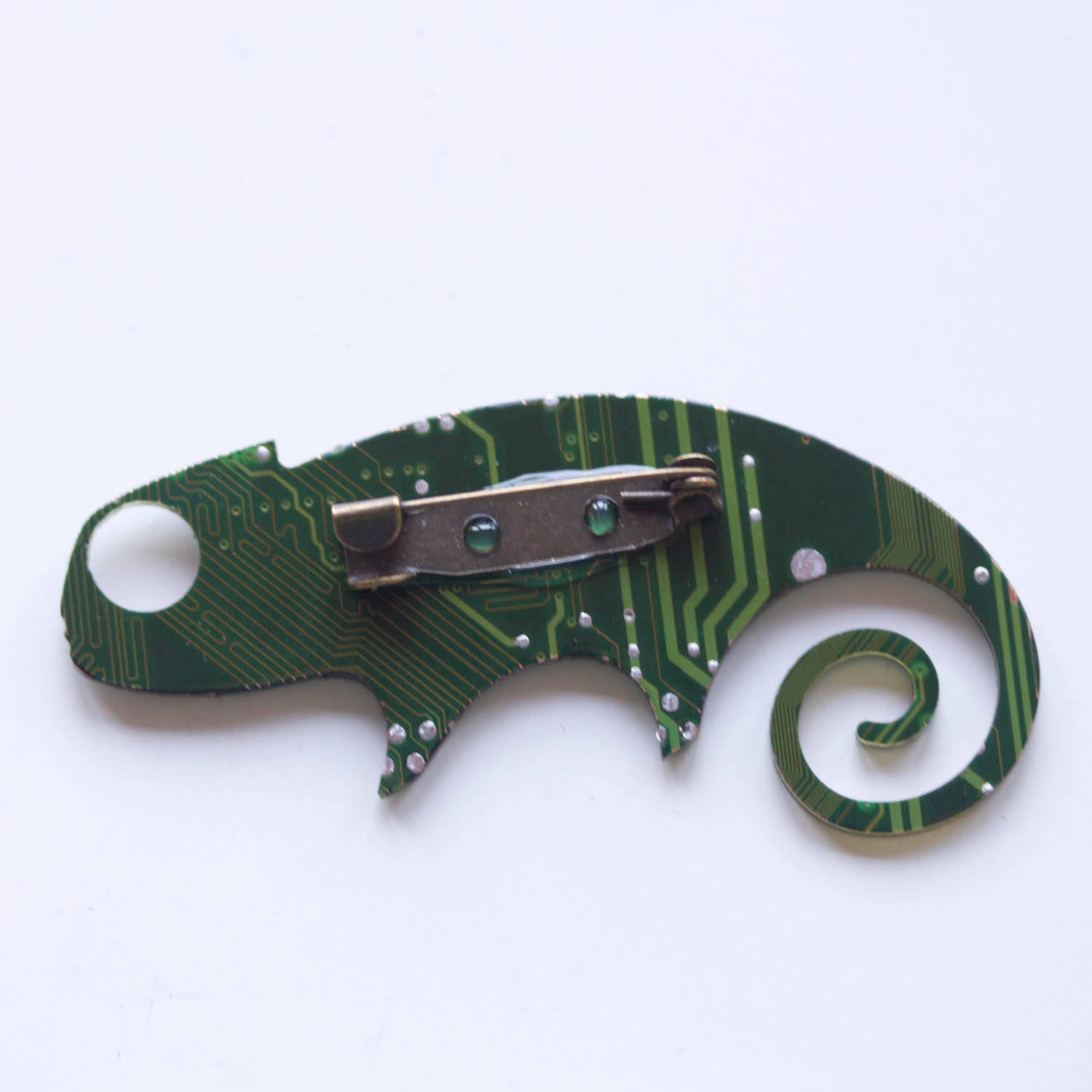 Circuit board lizard - brooch, keychain or bag tag
