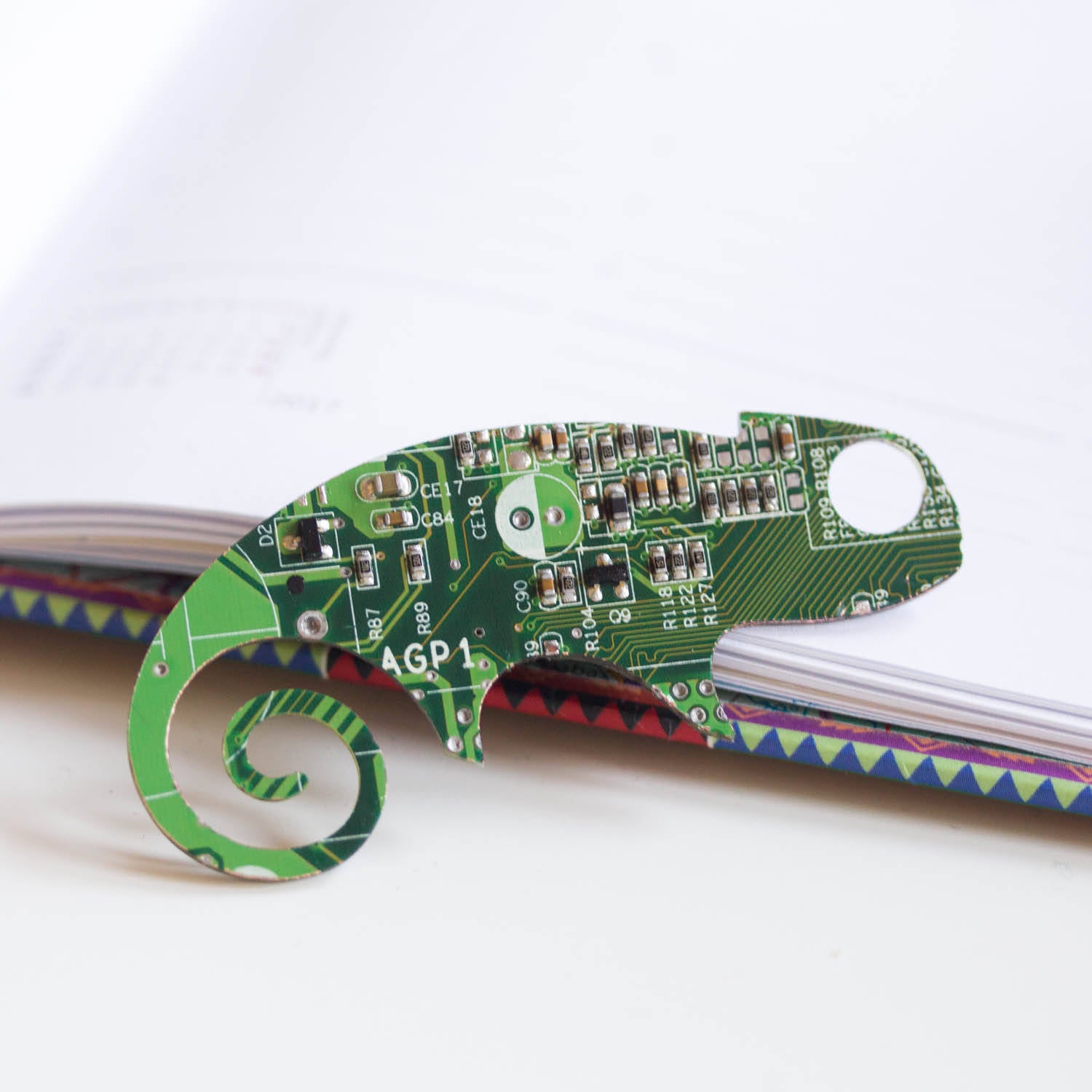 Circuit board lizard - brooch, keychain or bag tag