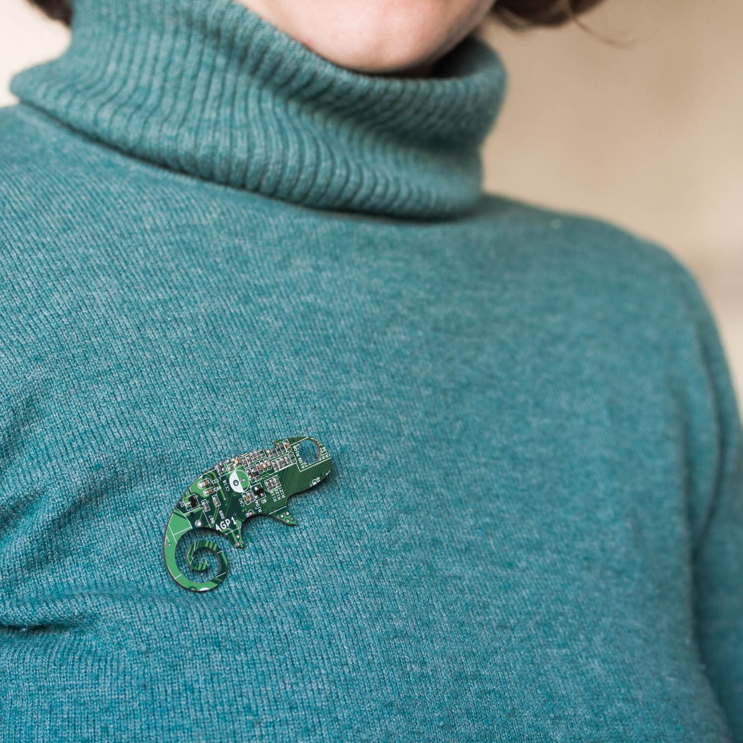 Circuit board lizard - brooch, keychain or bag tag