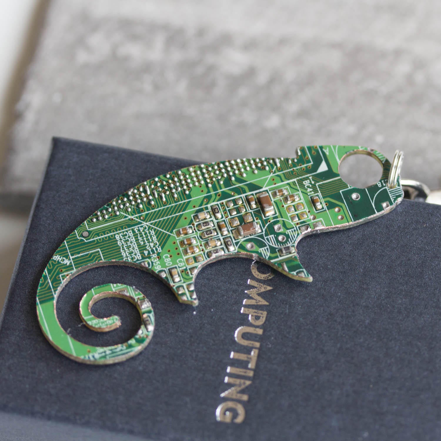Circuit board lizard - brooch, keychain or bag tag