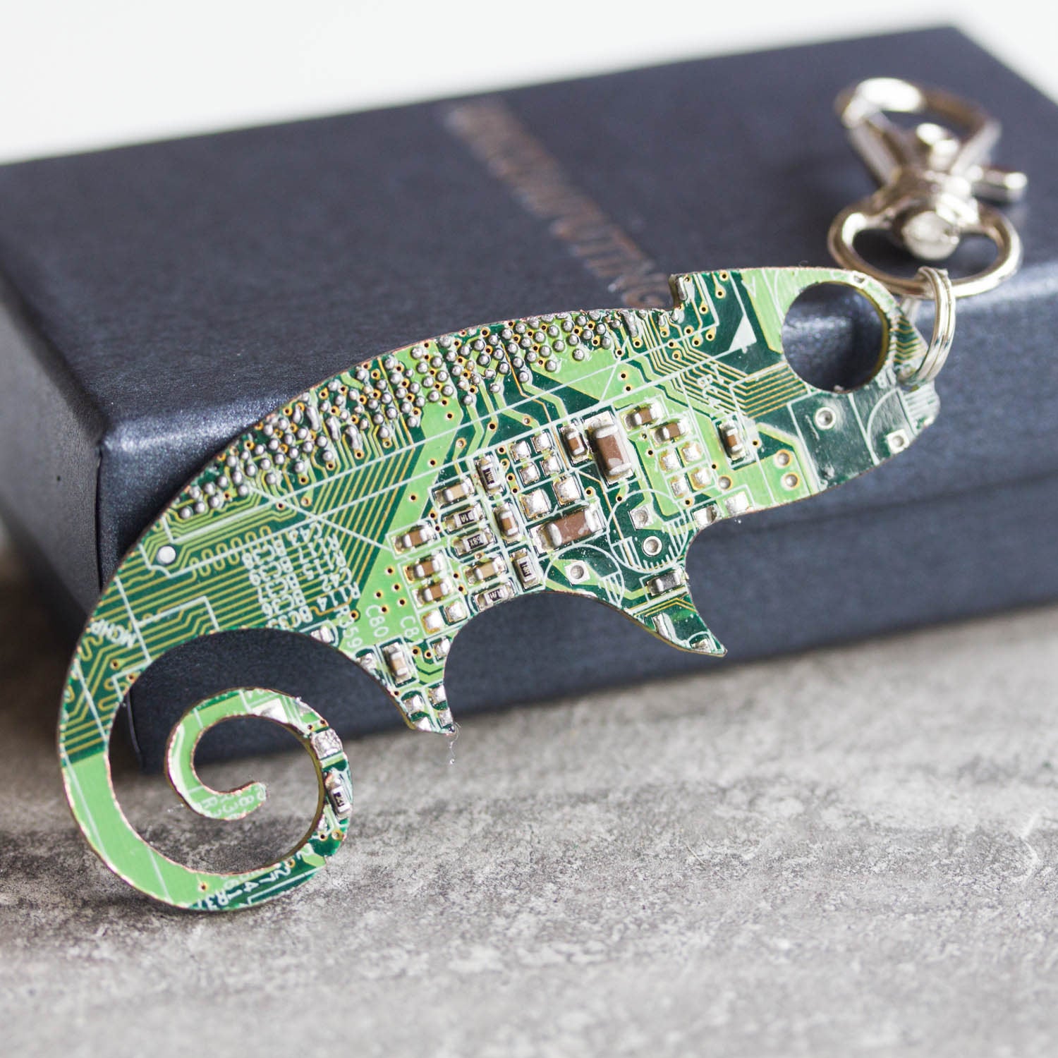 Circuit board lizard - brooch, keychain or bag tag