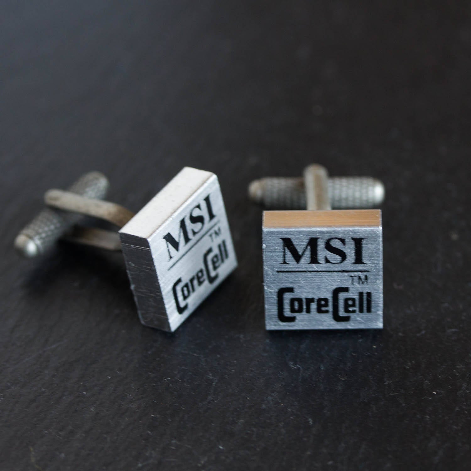 Recycled computer cufflinks, MSI radiator cufflinks