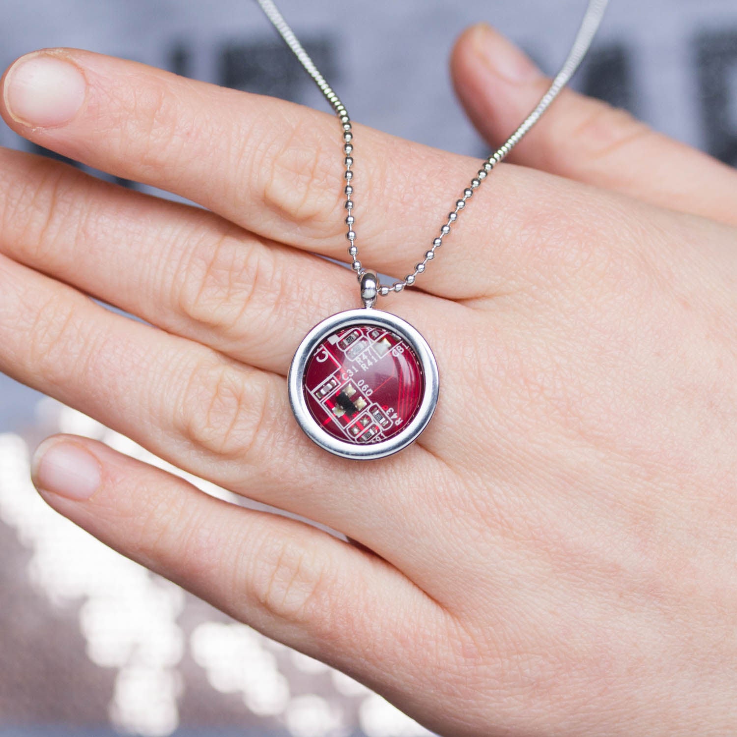 Circuit board necklace, computer geek necklace