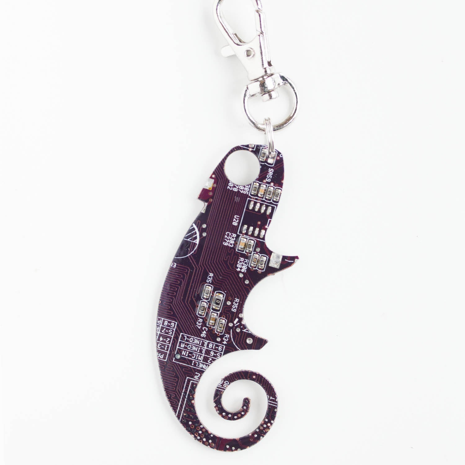 Circuit board Chameleon lizard - brooch, keychain or bag tag