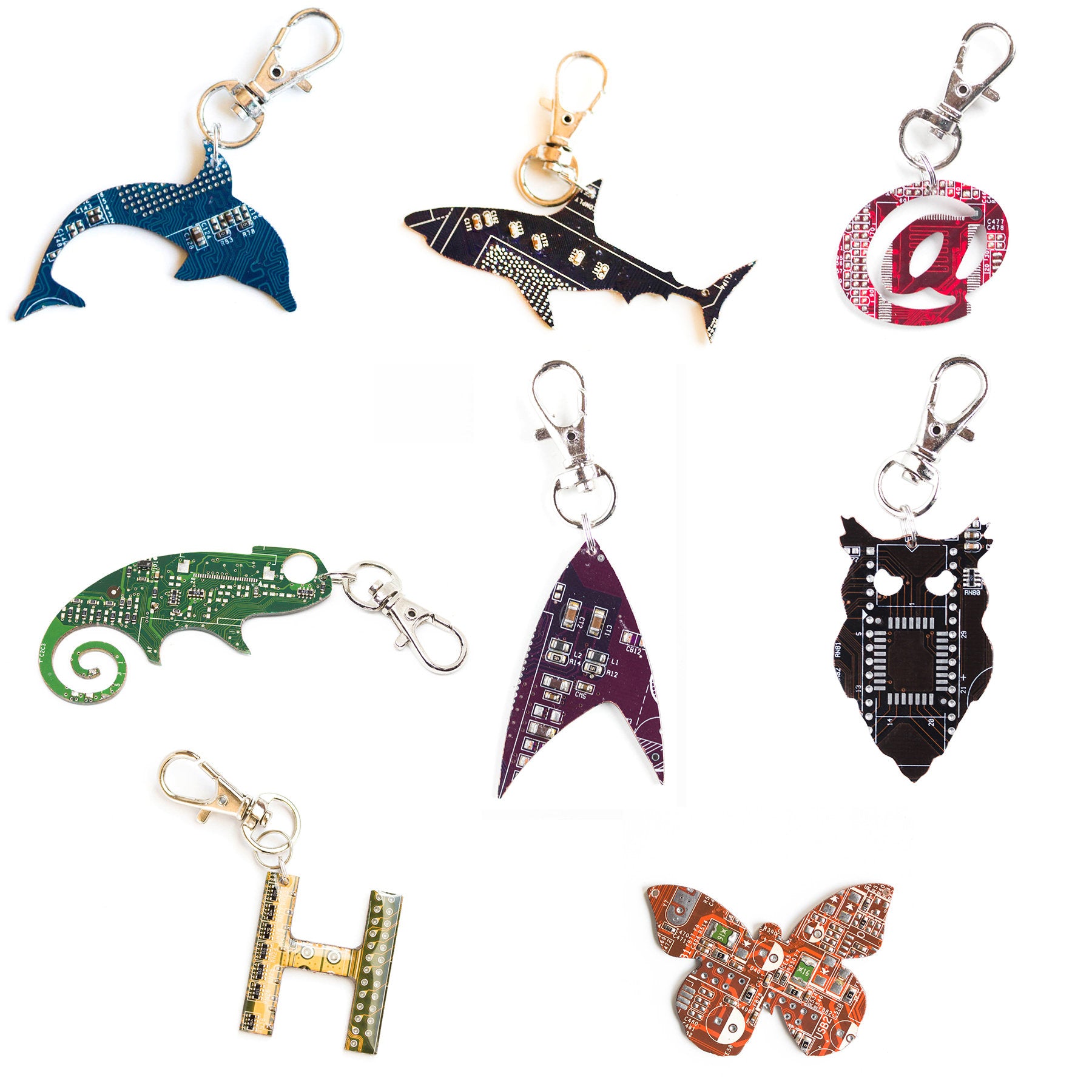 Circuit board owl keychain