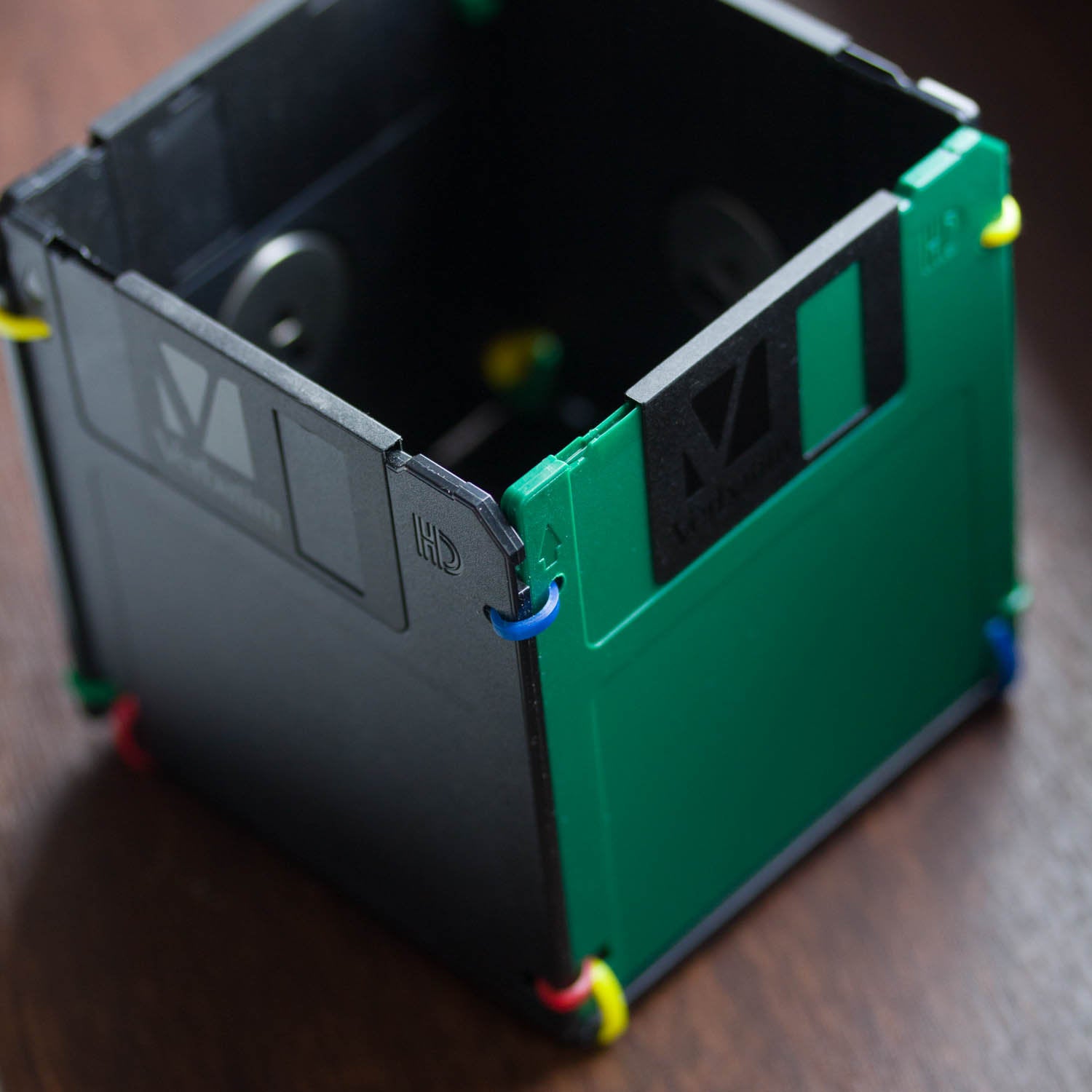 Pen and Pencil Cup made with recycled floppy discs - green