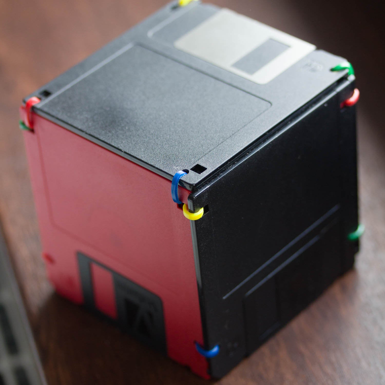 Pen and Pencil cup made with floppy disks - red