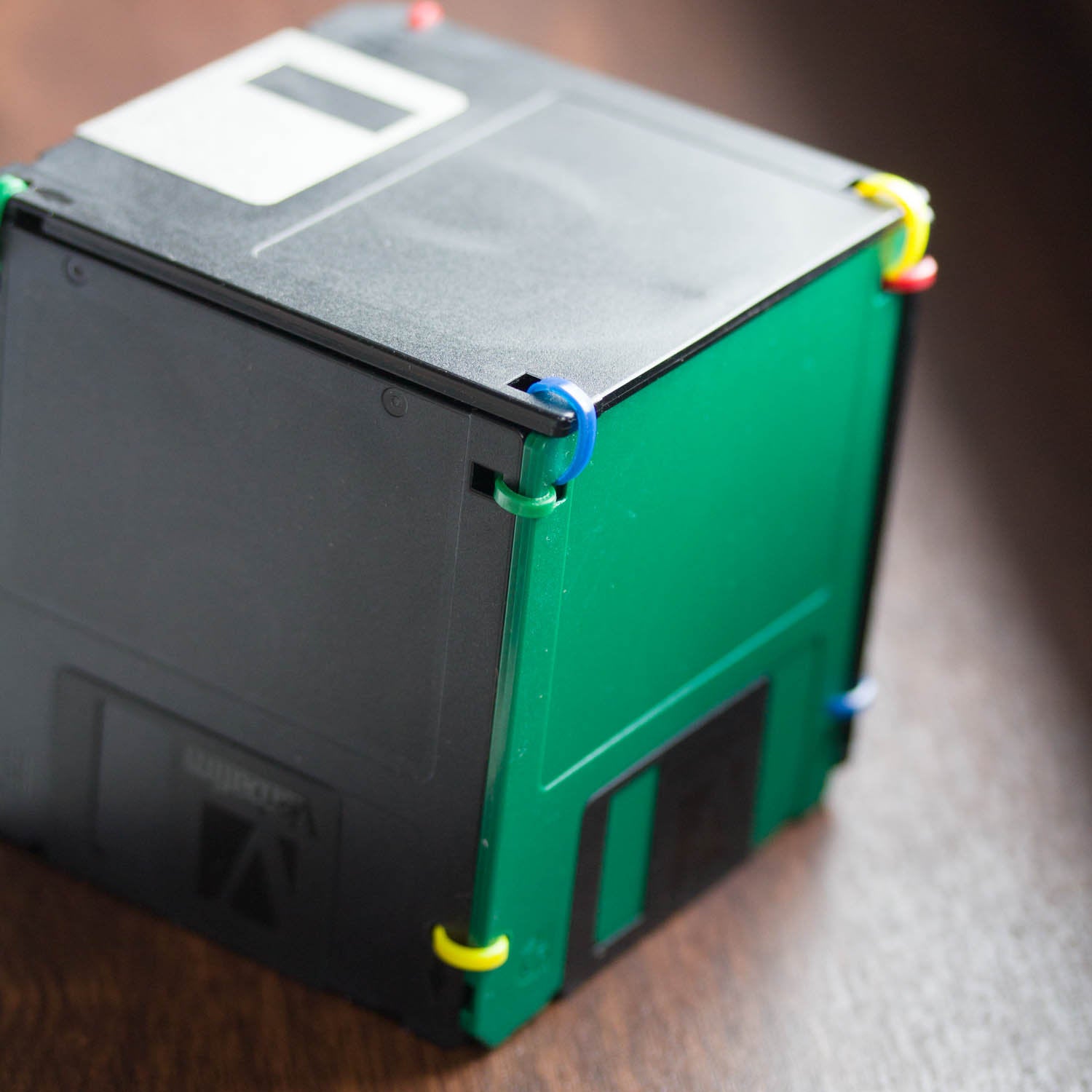 Pen and Pencil Cup made with recycled floppy discs - green