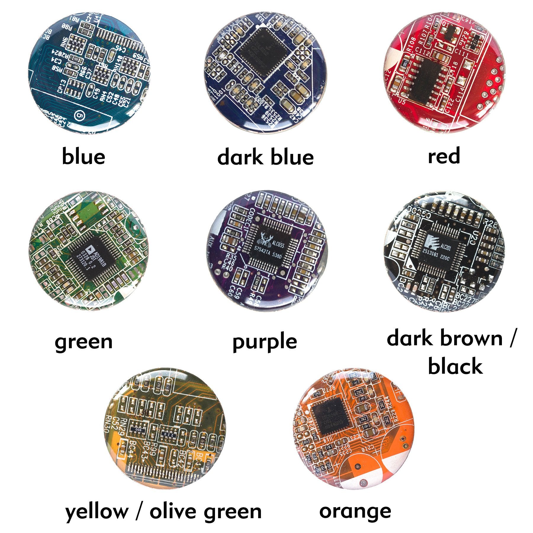 Circuit board necklace, oval