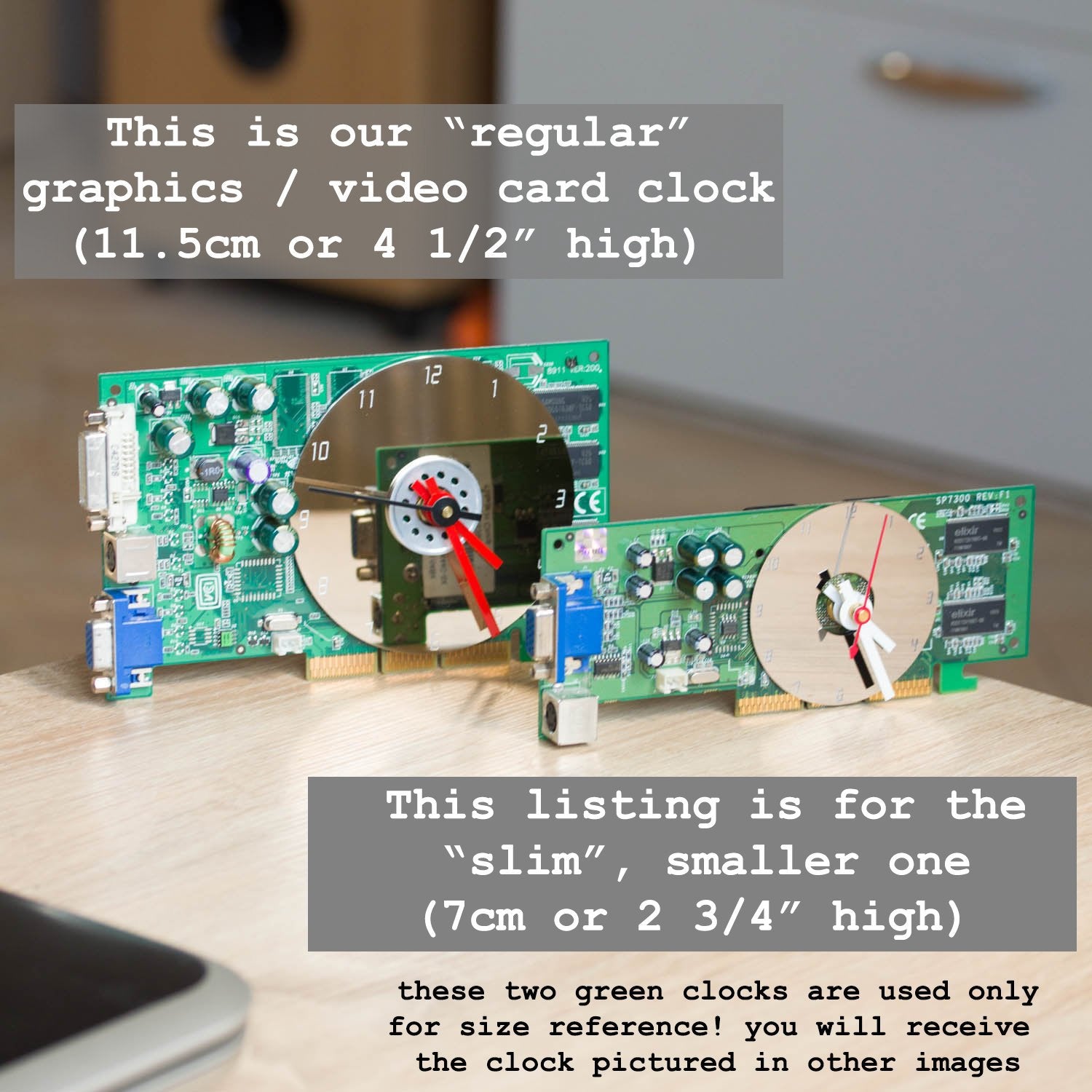 Desk clock - Recycled slim graphics card clock, unique office clock, purple circuit board