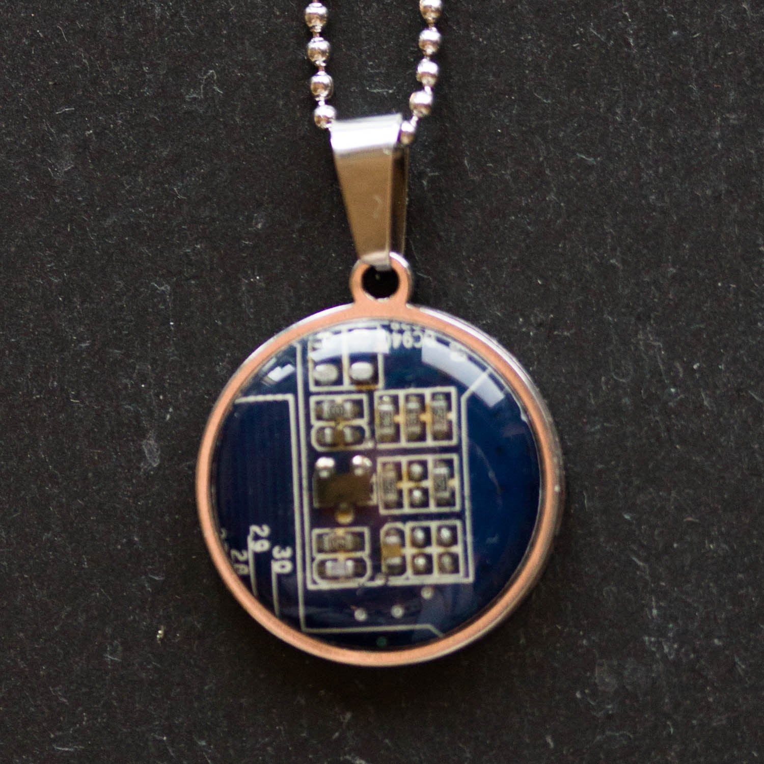 REAL Circuit board necklace, 18mm round, gift for computer nerd, recycled computer motherboard