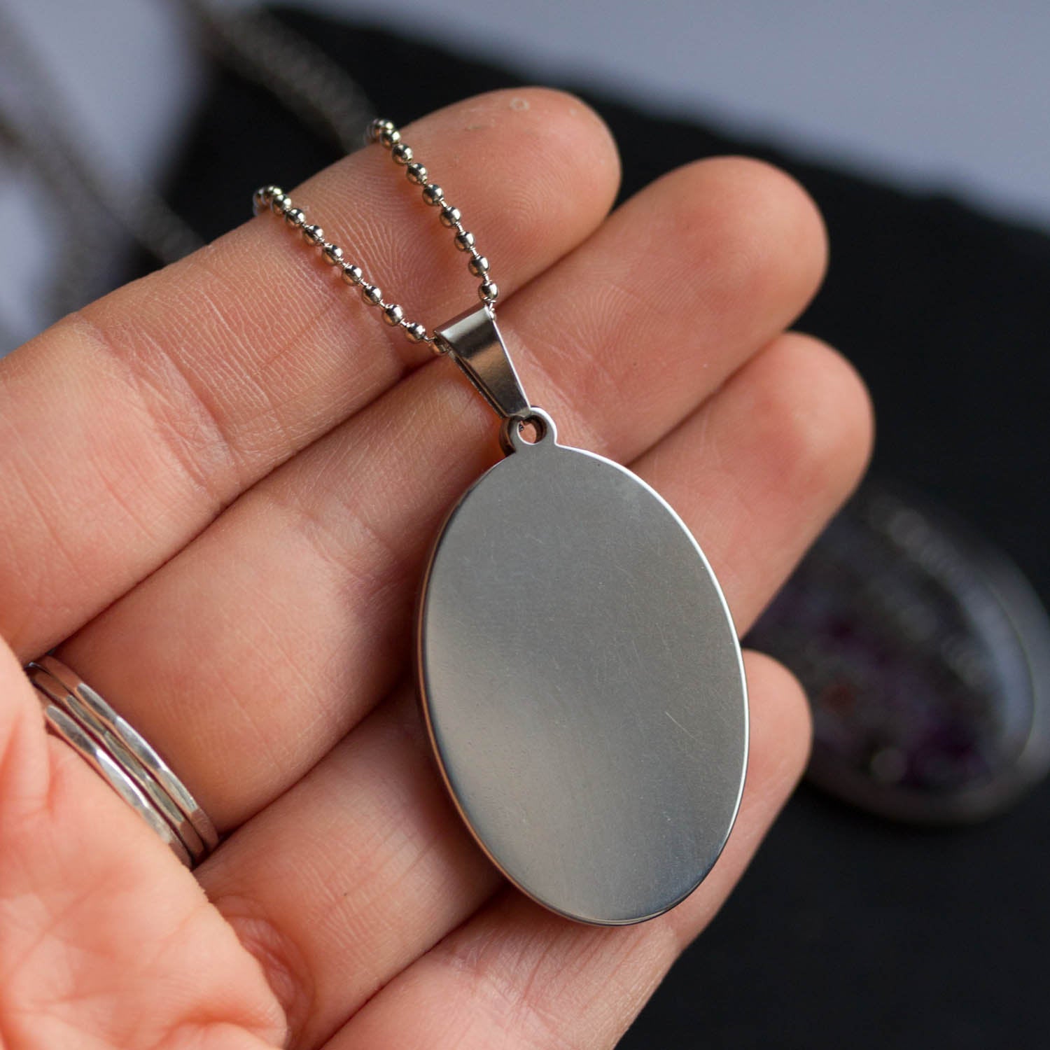 Circuit board necklace, oval