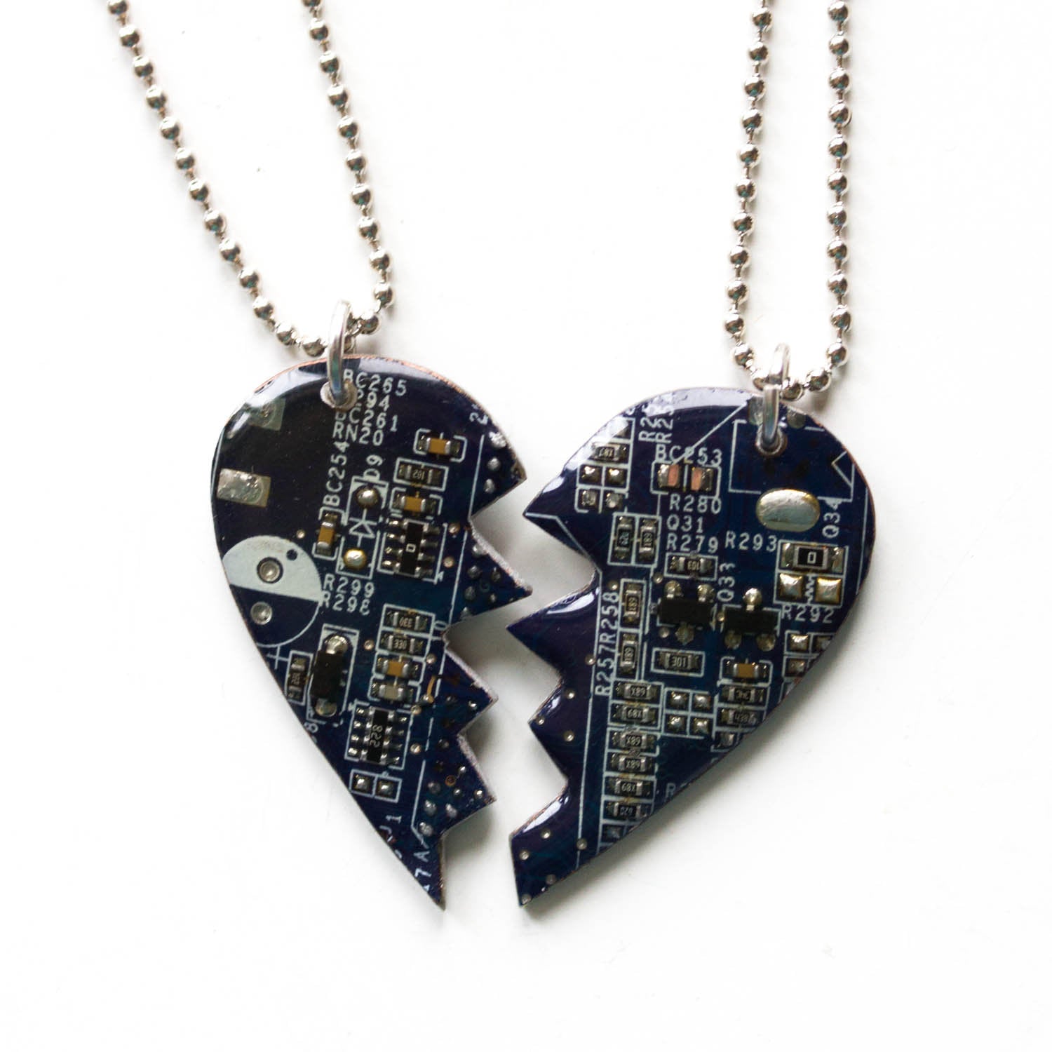 2 friendship necklaces - half heart necklaces, long distance relationship gift