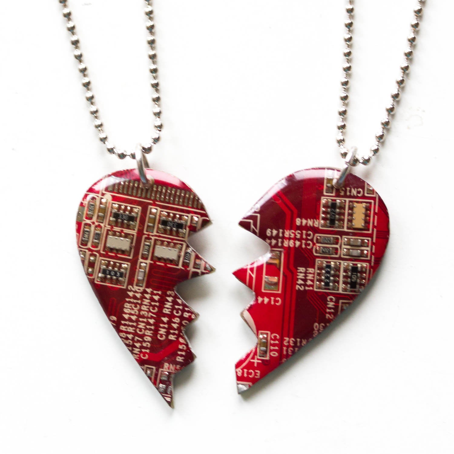 2 friendship necklaces - half heart necklaces, long distance relationship gift