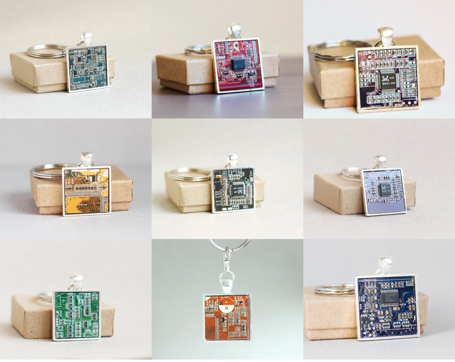 Men's keychain, circuit board keychain