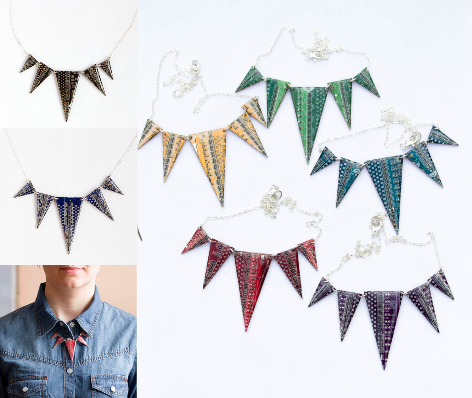 Statement circuit board necklace