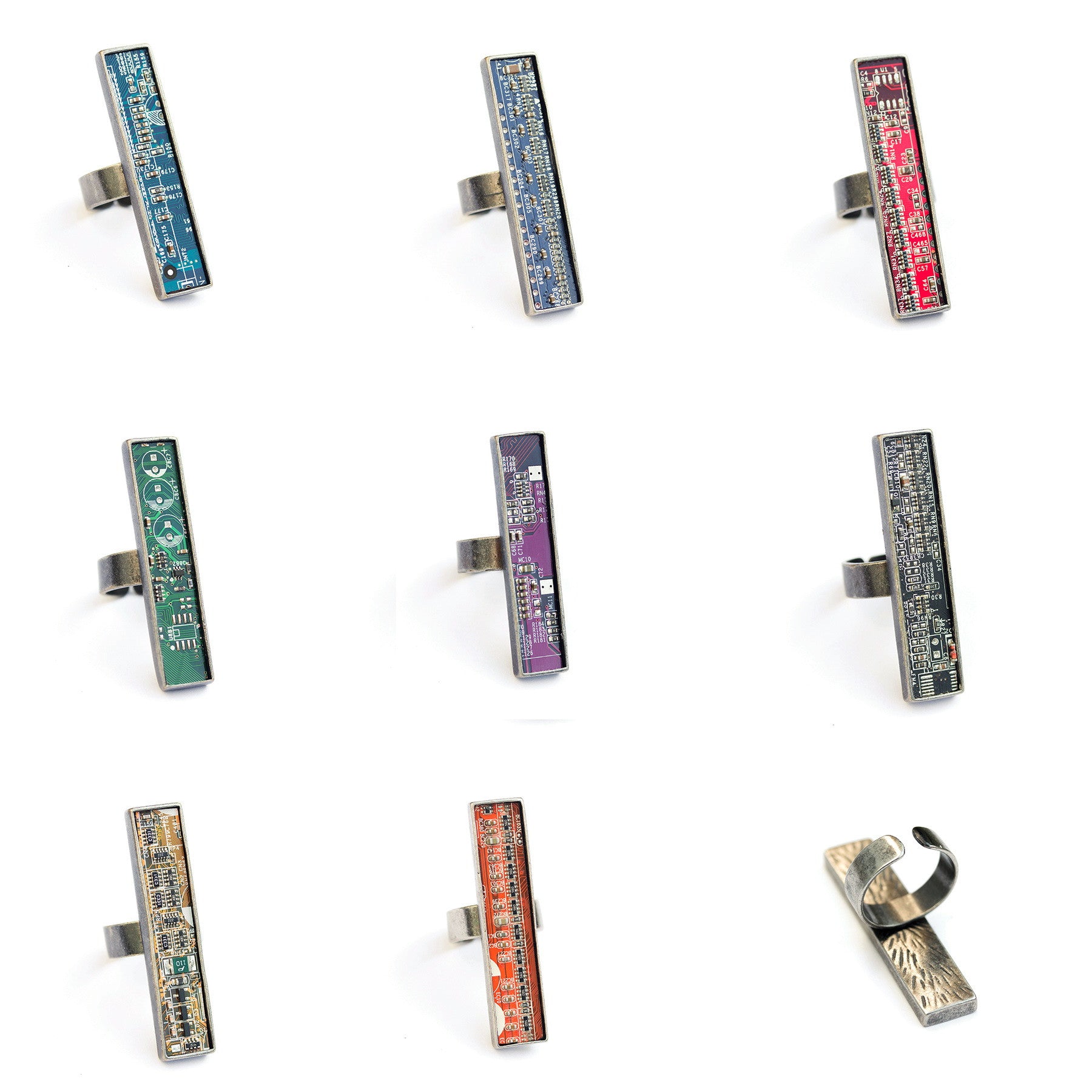 Long Circuit Board Statement ring