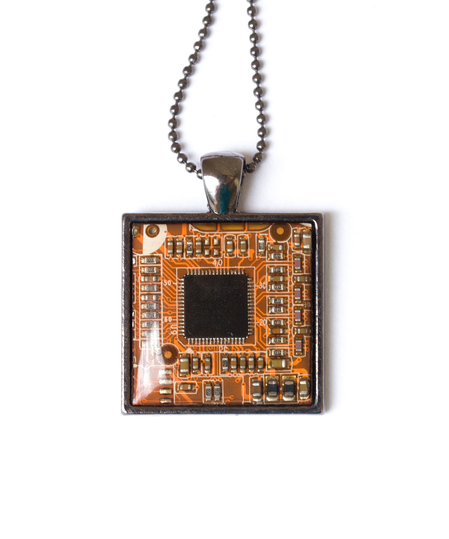 Square Circuit board Necklace
