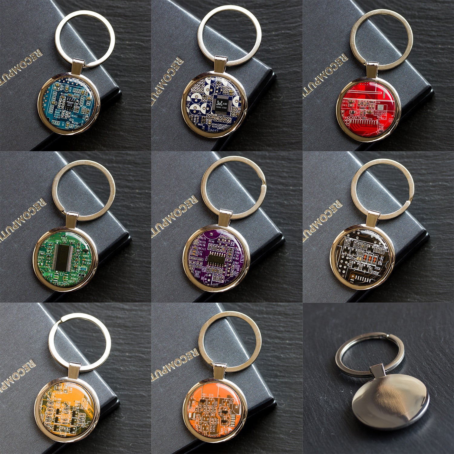 Large keychain with circuit board, unique gift for him