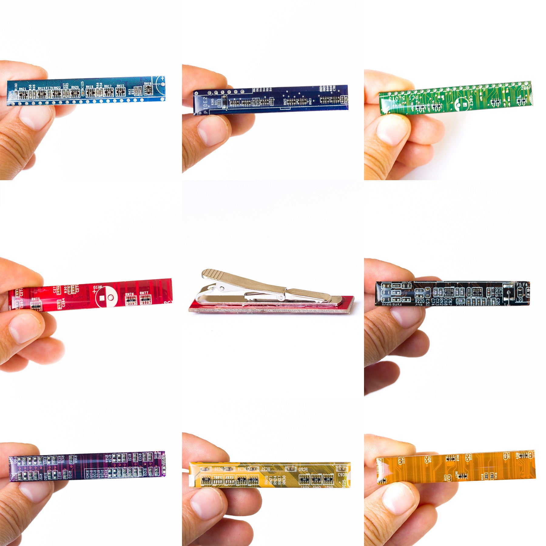 Set of Circuit board tie clip and cufflinks (palladium plated)