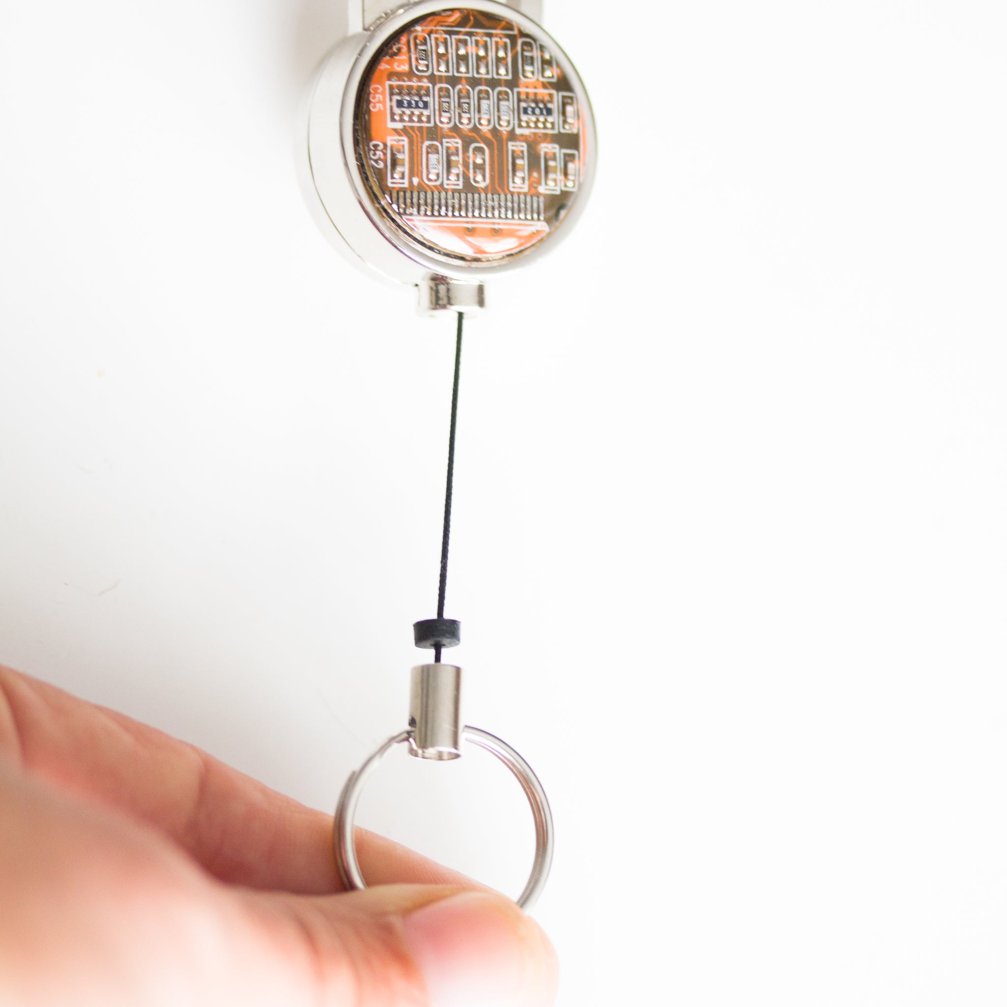 Retractable badge holder, recycled Circuit board, retractable lanyard, -  recomputing