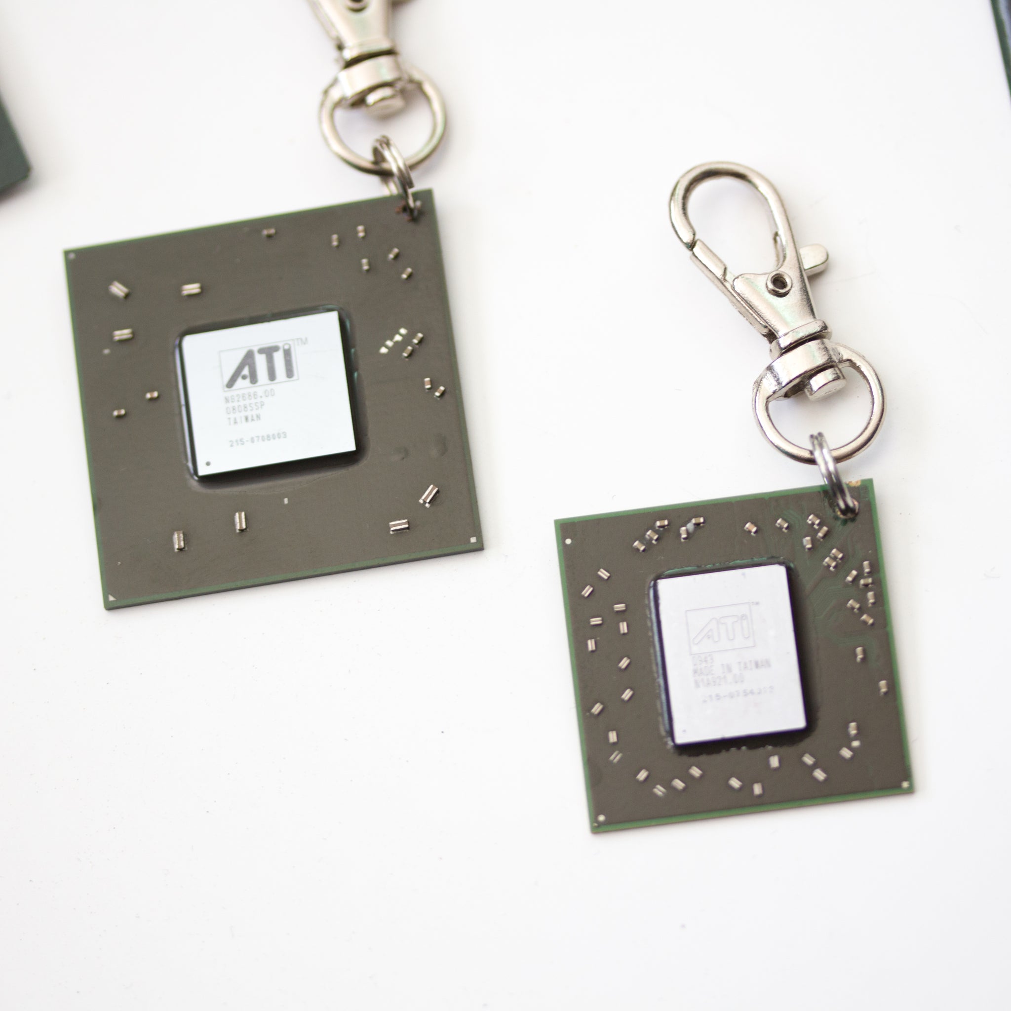 Chipset keychain, recycled computer keychain, ATI graphic processor, GPU